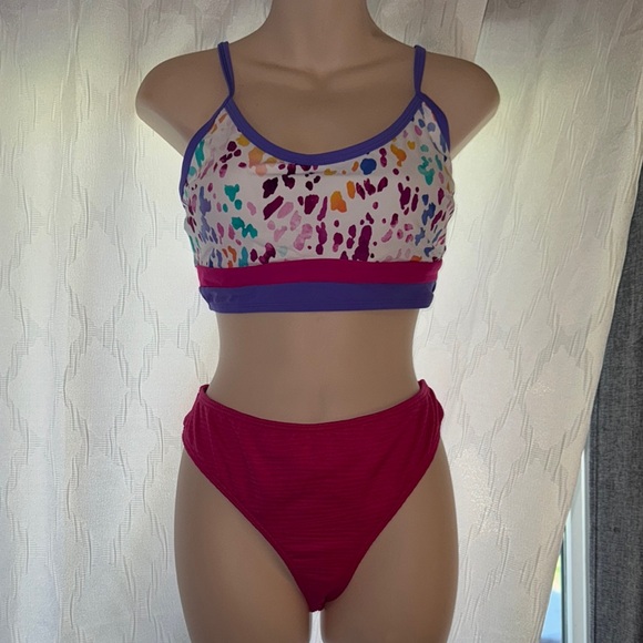 Purple and Pink Artistic One Piece Swimsuit - Picture 4 of 9